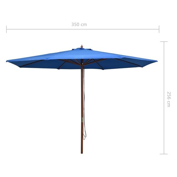 

parasol with wooden mast 350 cm blue garden sets