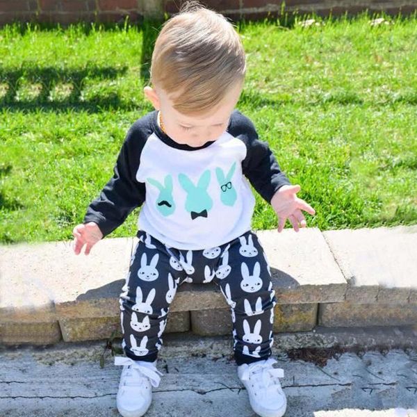 

summer style baby boy clothing set newborn infant cartoon long sleeve easter cute pants outfits clothes, White