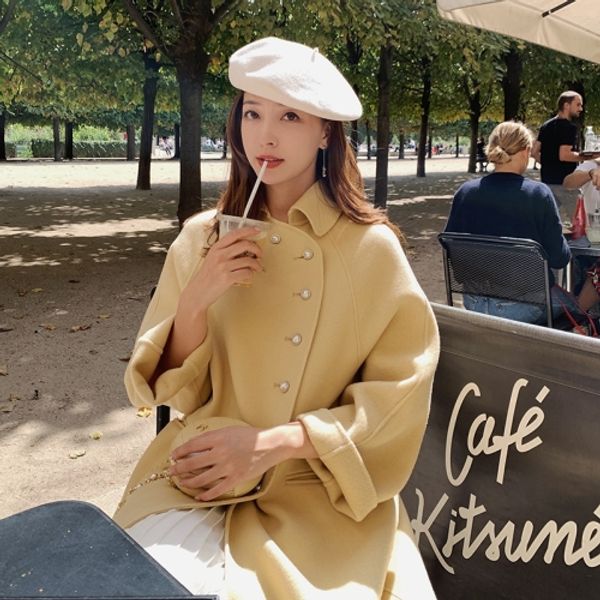 

a new anti-season wool double-sided wool overcoat in autumn and winter, Black