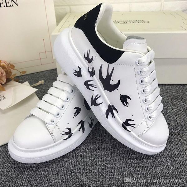 

sell like cakes high version mcqueen small white shoes female autumn new thick bottom increased men's 3d printing couple casual sho