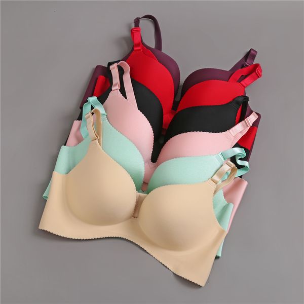 

push up bra femme lingeries цвета 6 женщин черный sexy супер глубокий v бесшовные бюстгальтер bralette женский собирают регулируемое бесшовн, Red;black