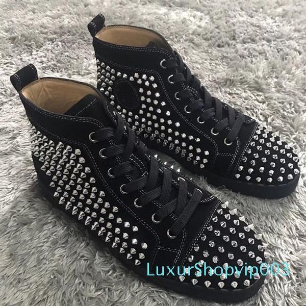 

es3432 women's red bottom spikes sneakers shoes for men designer high popular gentleman designer lace-up sneakers,leisure,casual, Black