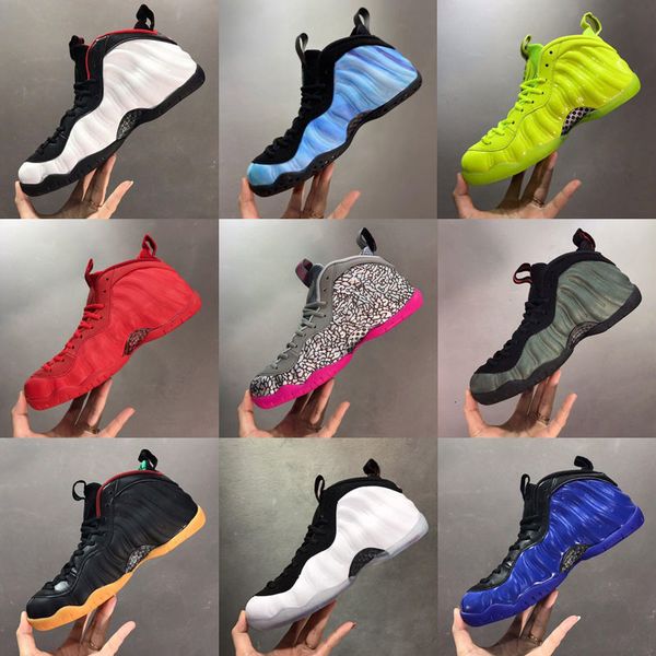 

penny hardaway alternate galaxy kids mens basketball shoes metallic red royal eggplant blue metallic gold sport sneakers, Black