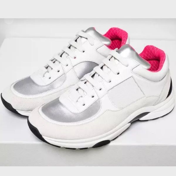

women Designer sneaker Genuine leather suede tennis shoes white silver pink orange gray Runners shoes mens Casual Shoes 35-46