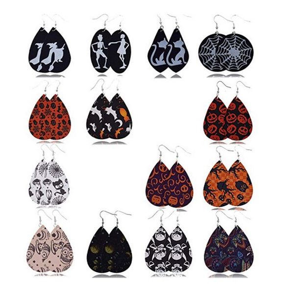 

leather earrings for women girls teardrop dangle petal drop earrings jewelry halloween earrings christmas gifts idea, Silver