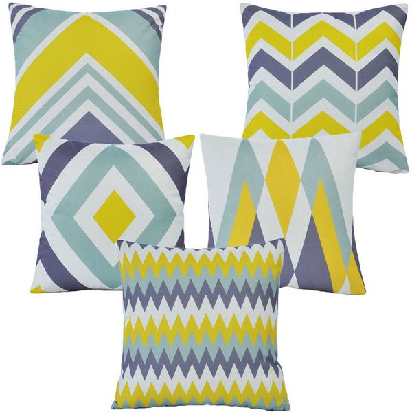 

полосатый геометрическая printed подушка наволочки хлопок белье желтый синий подушка 45 * 45 декоративное диван подушки 40571-1