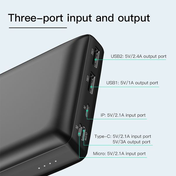 

new product 30000mah power bank usb pd fast charging powerbank portable external battery charger with two-way quick charge for