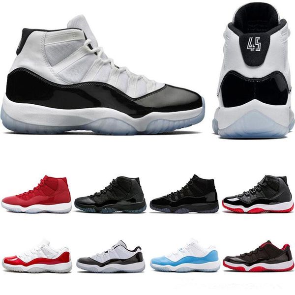 

11s platinum tint concord 45 mens basketball shoes 11 cap and gown blackout stingray gym red midnight navy bred space jams sports sneakers