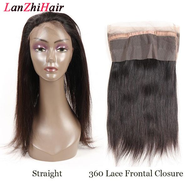 

девственные волосы перуанского человека 360 кружева фронтальной закрытия прямой свободная часть необработанного волос 8 до 20 дюймов remy че, Black