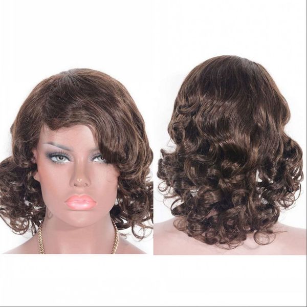 Mongolian Hair Loose Curly Full Lace Wig With Baby Hair Medium Brown Human Hair Lace Front Wig 12 Inch April Lace Wig Monofilament Wigs From Pinghair