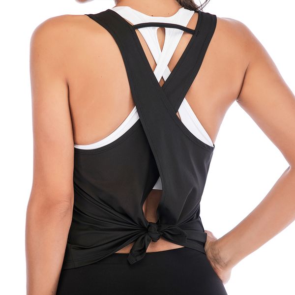 

open back tank women's yoga shirts open back sleeveless running shirt workout cycling fitness sports shirt vest, Black;blue