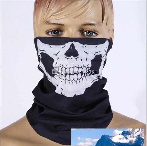 

500pcs/lot halloween skull skeleton party masks black motorcycle multi function headwear hat scarf neck sport face winter ski mask