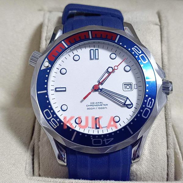 

2020 роскошные мужские часы мастер professional 300 джеймс бонд 007 белый циферблат relojes автоподзаводом стали резиновая лента мужчин нару, Slivery;brown