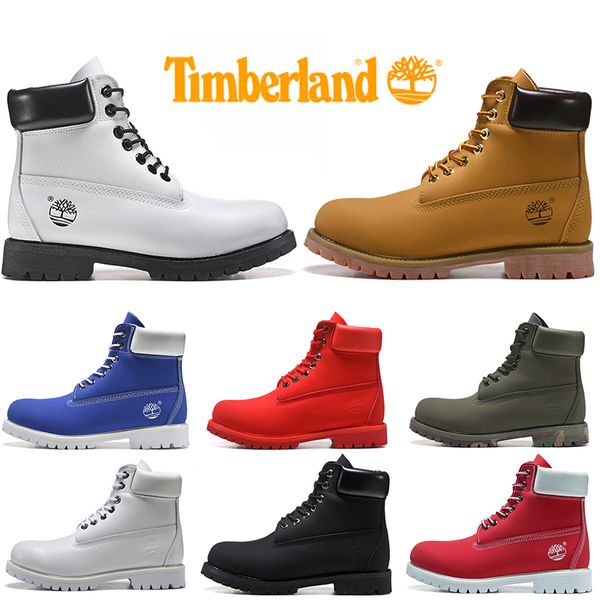 

timberland boot for men women designer winter boots military blue triple black white fashion mens trainer hiking outdoor sneaker, White;red