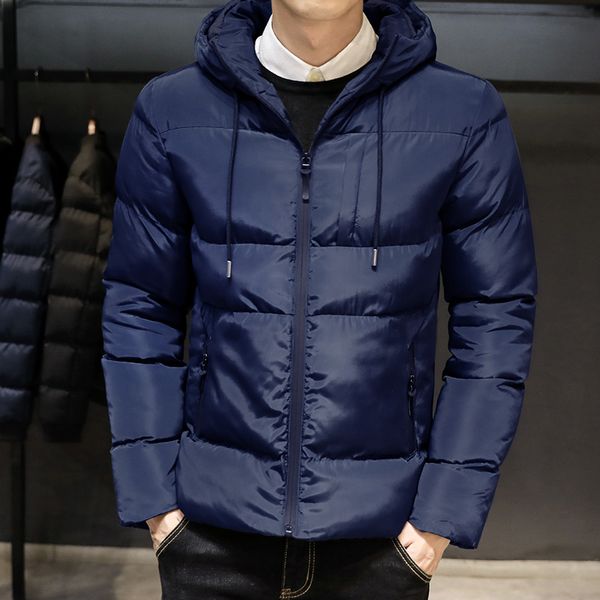 

new winter men jacket zipper padded cotton coat warm men's jacket hooded male jackets outwear jackets male clothes plus size 5xl, Black