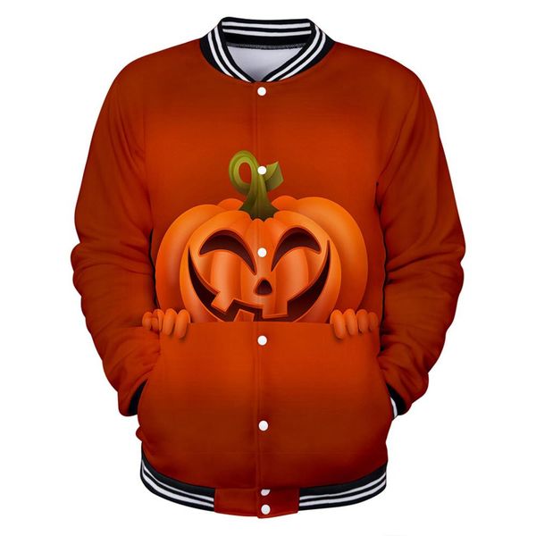 

women coat pumpkin printed long sleeve baseball jackets halloween party cosplay costumes for women girls chaqueta mujer #3f, Black;brown