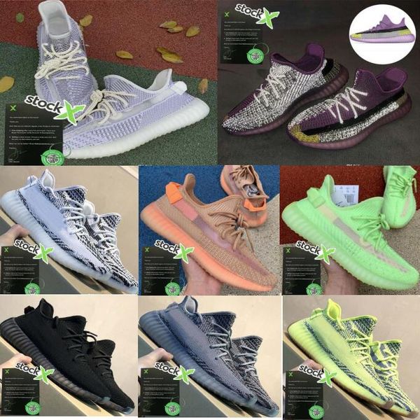

mens women designer stockx earth cinder desert kanye west yecheil yeshaya black static reflective v2 running shoes glow clay zebra shoe
