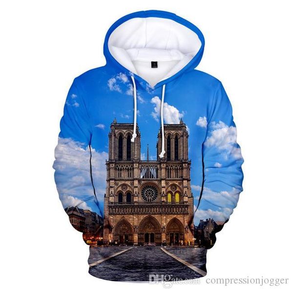 

нотр-дам де пари мужские толстовки 3d printed tops mens o-шея свободные кофты женщины причинные одежда, Black