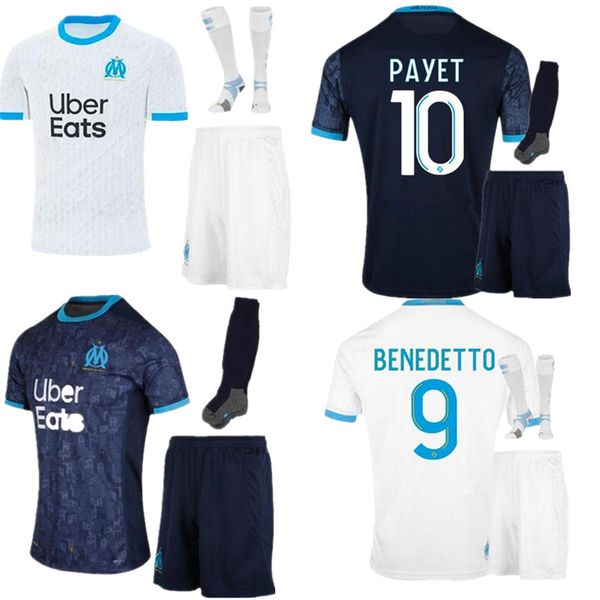 

olympique de marseille soccer jersey 20 21 om 2020 2021 maillot foot payet thauvin benedetto football shirt men kids kit + socks, Black;yellow