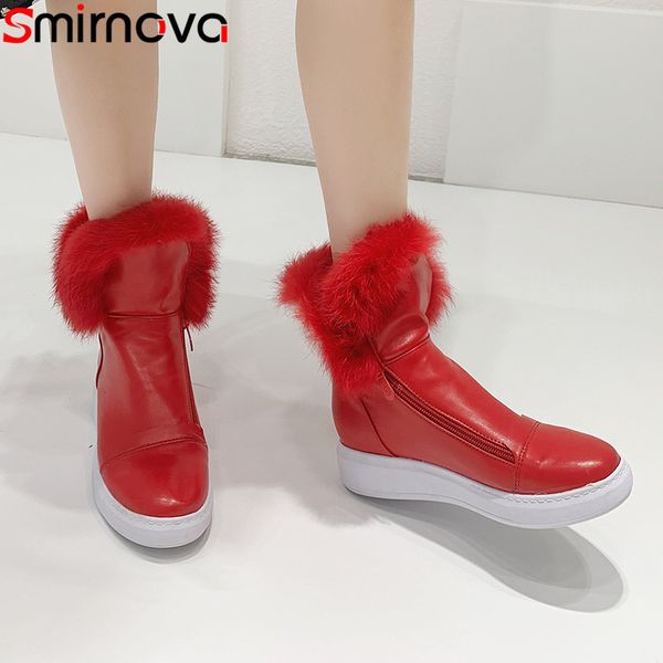 

smirnova fashion 2020 winter autumn women boots round toe height increasing shoes ladies ankle boots wholesale female, Black