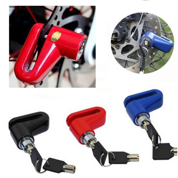

anti thief black red blue disc lock motorcycle scooter bike sturdy wheel disc brake lock good security anti theft two keys