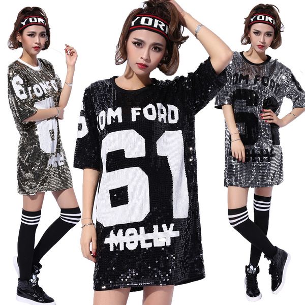 

2019 new singer jazz hip hop dance costumes lady female nightclub sequins beyonce bodysuit bar dj performance wear, Black;red
