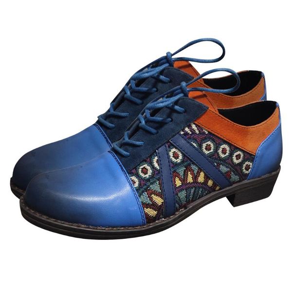 

folk custom pattern colour shoes leather toe fabric shoes women's casual retro lace-up lady's short boots embroidery style, Black
