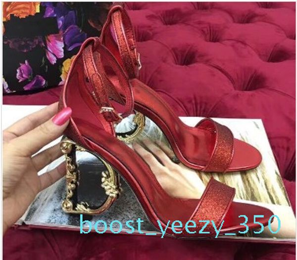 

high heels sandals for woman, genuine leather dressing pumps with d baroque & g sculpted heel sandals b355, Black
