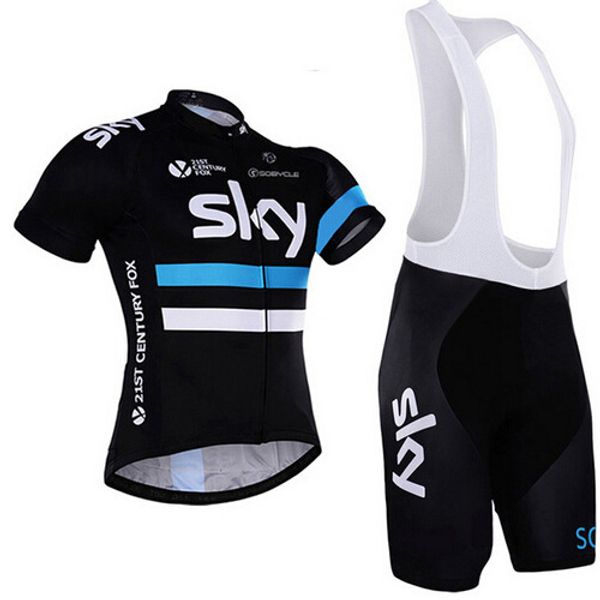 

new summer sky short-sleeved bib riding suit suit bicycle men and women models moisture wicking outdoor clothes, Black