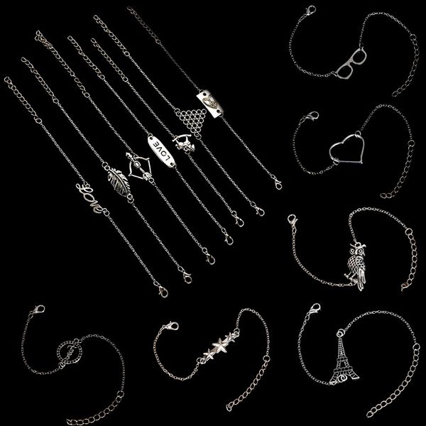 

lnrrabc new silver simple style banquet bracelet wholesale alloy jewelry charm bracelets wedding gift, Black