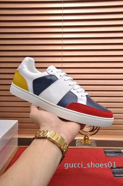 

2019 new low leather sneakers mens fashion designer causal shoes luxury trainers size euro 38-45 g01, Black