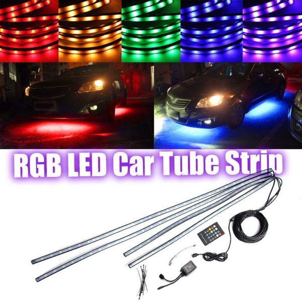 

rgb led strip under car tube underglow underbody system neon light kit remote control