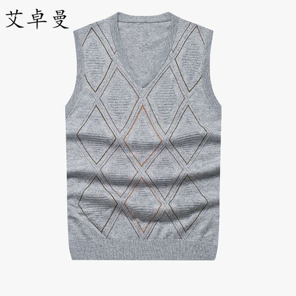 

wool sweater vest mens cashmere pullover men v-neck sweaters 2017 autumn winter sleeveless outerwear man clothes, Black;white