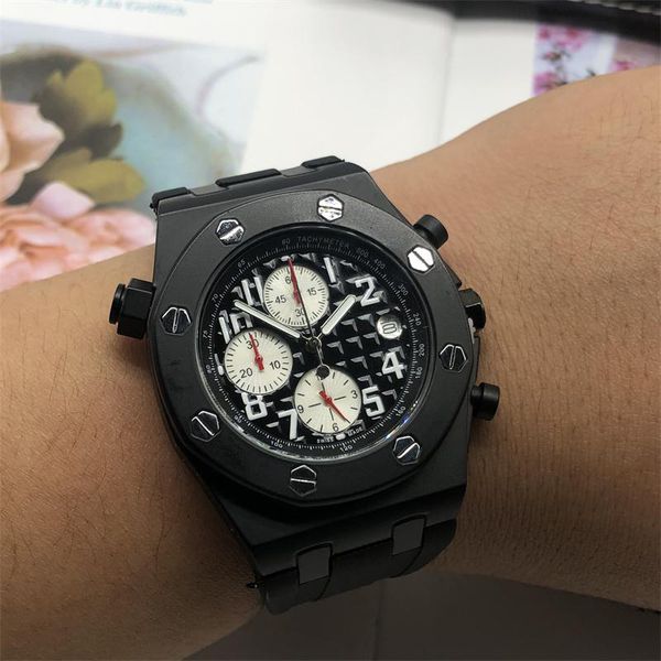 

Swiss brand Royal Oak watch high quality rubber strap mens watches all dials work Chronograph quartz watch designer wristwatch for men