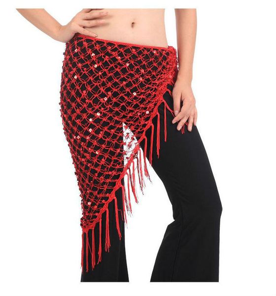 

belly dance triangle shawl hip scarf, Black;red