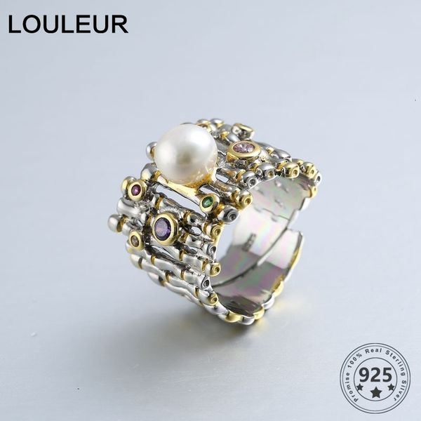 

925 sterling silver zircon pearl rings gold adjustable natural freshwater baroque pearl wave rings for women 925 jewelry gift cj191128, Slivery;golden