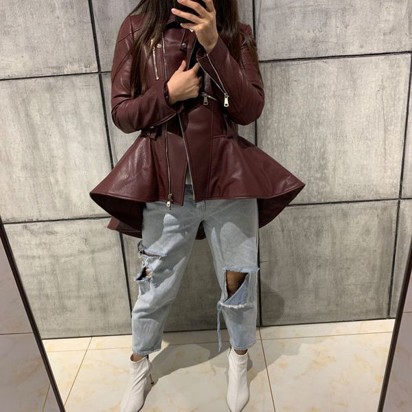 

women real leather jacket ladies genuine leather coat, Black