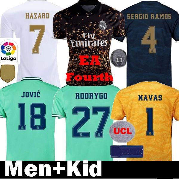 

real madrid jerseys 2019 2020 hazard isco soccer jersey sergio ramos modric bale football shirt uniforms kit 19 20 camisetas ea sports, Black;yellow