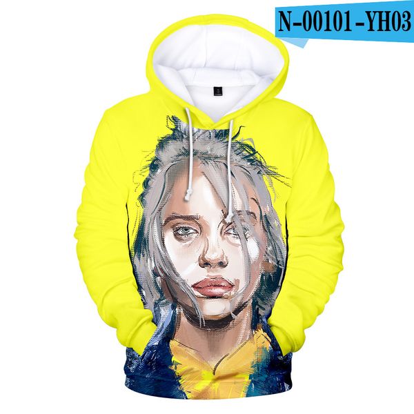 

2019 spring billie eilish hoodie print hooded women men sweatshirt clothes harajuku casual hoodies kpop sweatshirts, Black