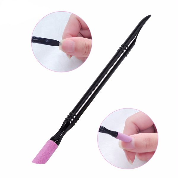 

1pcs quartz scrubs stone cuticle stick pen spoon filing buffer cut black nail pusher polish manicure care tools nail art pushers