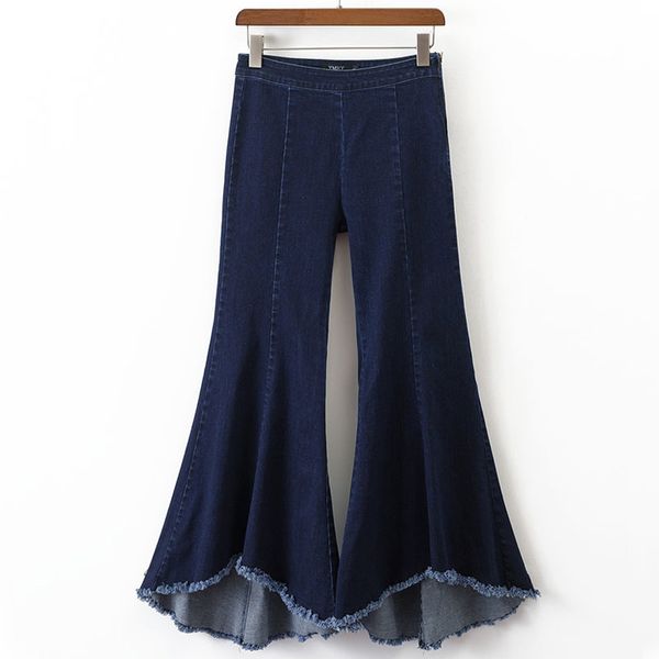 

vintage low waist elastic flare jeans women retro style bell bottom skinny jeans female dark blue wide leg denim pants