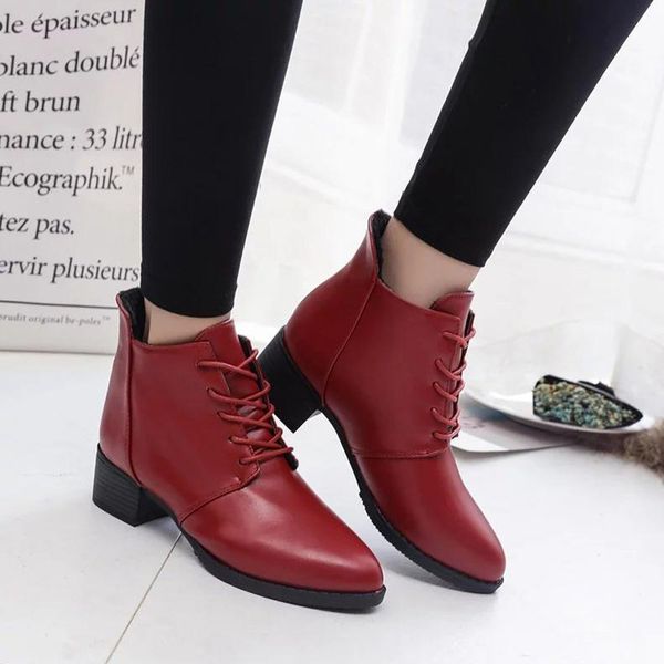 

boots thick short boots women's leather ankle for dropshipping, Black