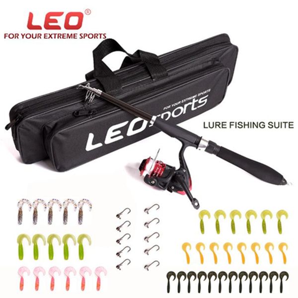 

fishing pole combo set all-in-one full kit 6pcs collapsible rods reels lures hooks bag perfect fishing kit gift for