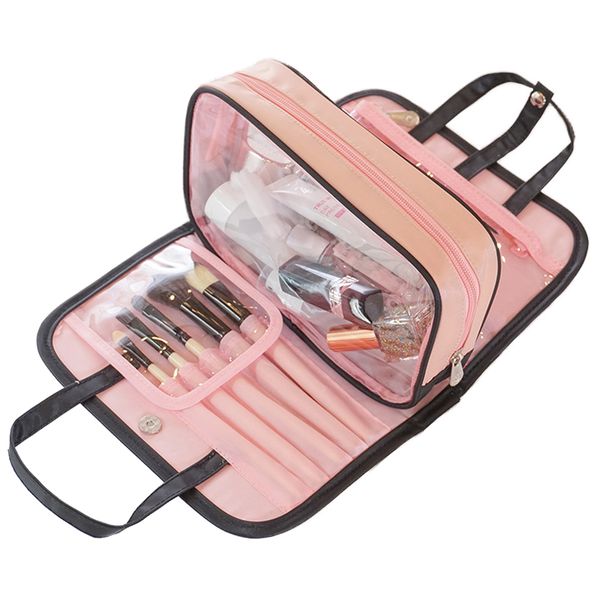 

2019 waterproof travel cosmetic case for women large capacity makeup bag female wash kits tote storage bag handy handbag 300d