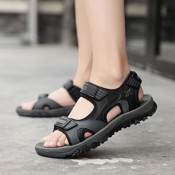 

men's sandals summer beach shoes man slip-on fashion casual sneakers male footwear sandalias hombres zapatos, Black