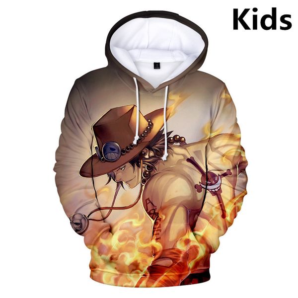 

2 to 12 years kids hoodies one piece 3d print hoodie sweatshirt boys girls casual long sleeve jacket coat children clothes 2019, Black