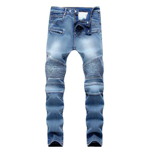 

men's distressed ripped skinny designer denim jeans fashion mens designer jeans slim motorcycle biker causal mens new, Blue