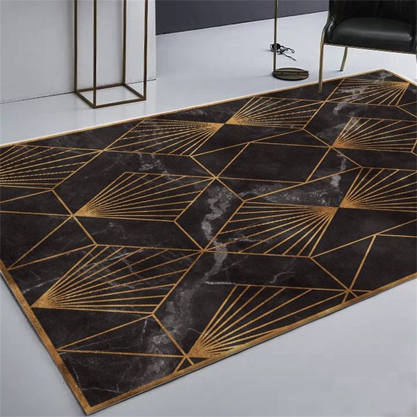 

imitation marble texture geometry rug digital printing crystal fleece non-slip crawling mat living room carpet bedroom floor mat