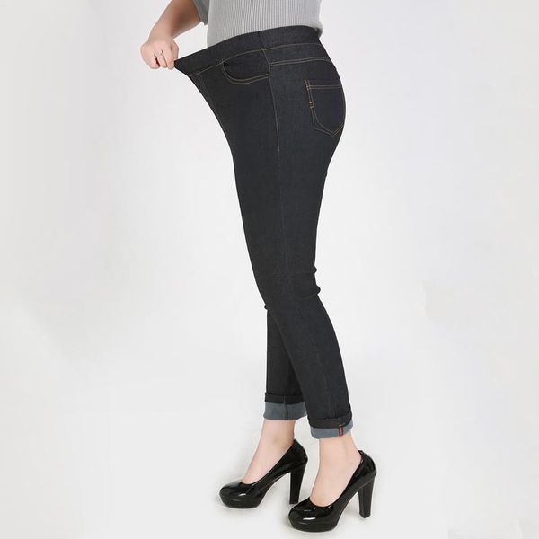 

2xl-9xl large size jeans autumn 2019 plus size stretch women high waist denim pants female 6xl 7xl big pencil jean trousers, Blue