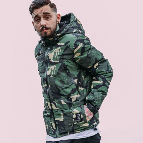 

2019 winter jacket men parkas coat male jacket new men thick outwear camouflage hooded down, Tan;black